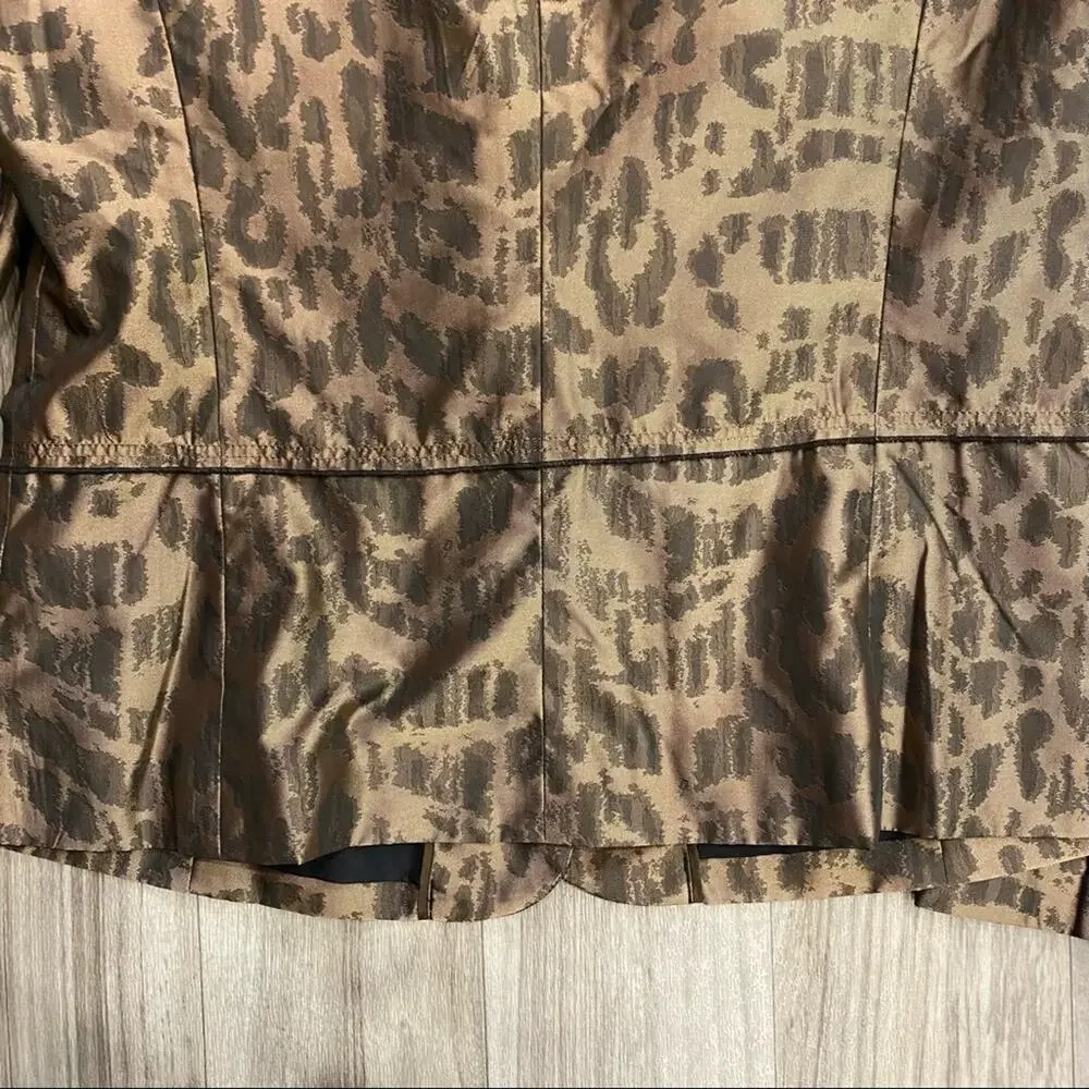CHICO’S L Shimmery Bronze Taffeta Light Jacket‎ Ruffle Front Thong Tied Buttons